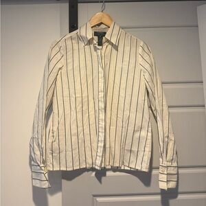 Ralph Lauren Cream and Black Striped Cotton Blouse